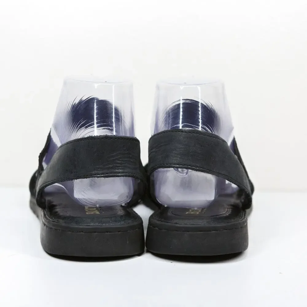 BORN Parson Leather Strappy Sandals Elastic Strap‎ Comfort Padded Black Sz 9